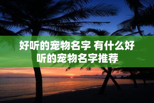 好听的宠物名字 有什么好听的宠物名字推荐 好听的宠物名字 有什么好听的宠物名字推荐