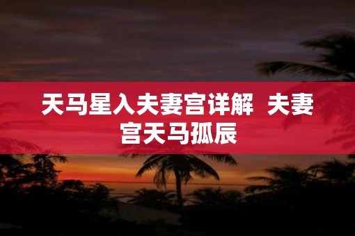 天马星入夫妻宫详解  夫妻宫天马孤辰