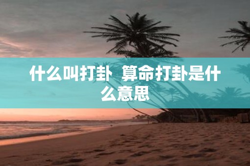 什么叫打卦  算命打卦是什么意思