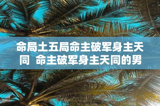 命局土五局命主破军身主天同  命主破军身主天同的男人