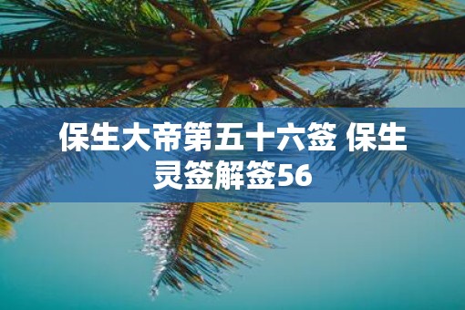 保生大帝第五十六签 保生灵签解签56