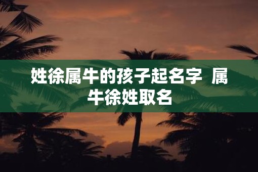 姓徐属牛的孩子起名字 属牛徐姓取名 姓徐属牛的孩子起名字 属牛徐姓取名