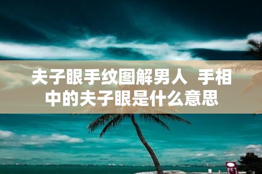 夫子眼手纹图解男人  手相中的夫子眼是什么意思