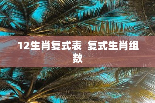 12生肖复式表  复式生肖组数