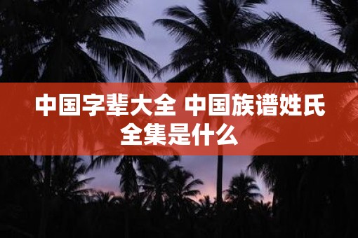 中国字辈大全 中国族谱姓氏全集是什么 中国字辈大全 中国族谱姓氏全集是什么