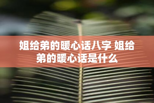 姐给弟的暖心话八字 姐给弟的暖心话是什么