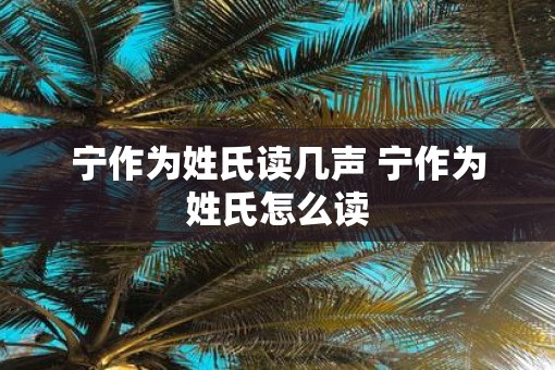 宁作为姓氏读几声 宁作为姓氏怎么读