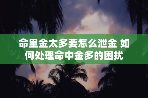 命里金太多要怎么泄金 如何处理命中金多的困扰