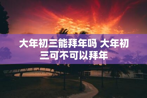 大年初三能拜年吗 大年初三可不可以拜年