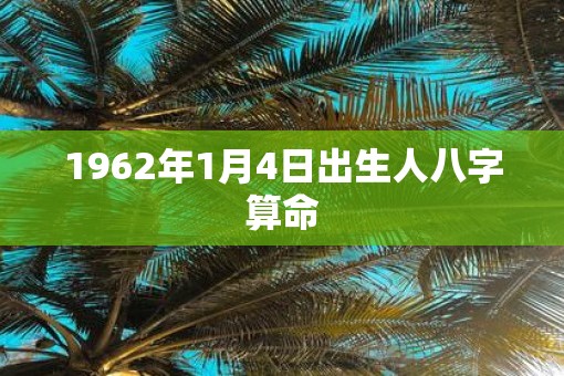1962年1月4日出生人八字算命