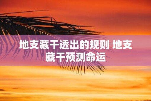 地支藏干透出的规则 地支藏干预测命运
