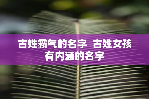 古姓霸气的名字  古姓女孩有内涵的名字