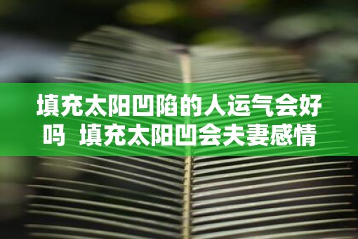 填充太阳凹陷的人运气会好吗  填充太阳凹会夫妻感情好吗