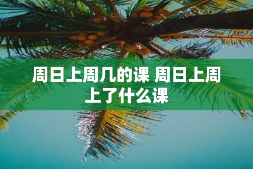 周日上周几的课 周日上周上了什么课