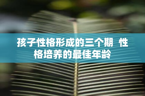 孩子性格形成的三个期  性格培养的最佳年龄