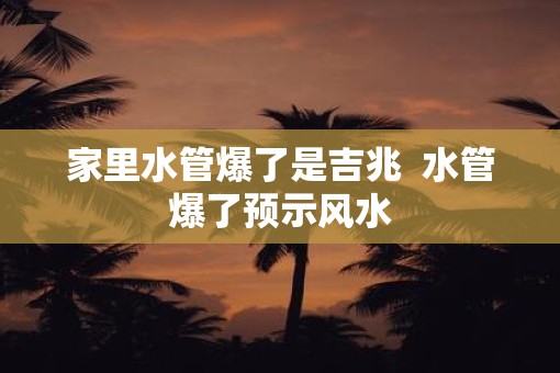 家里水管爆了是吉兆  水管爆了预示风水