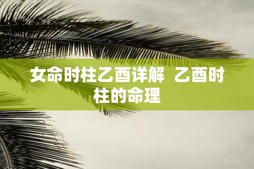 女命时柱乙酉详解 乙酉时柱的命理 女命时柱乙酉详解 乙酉时柱的命理