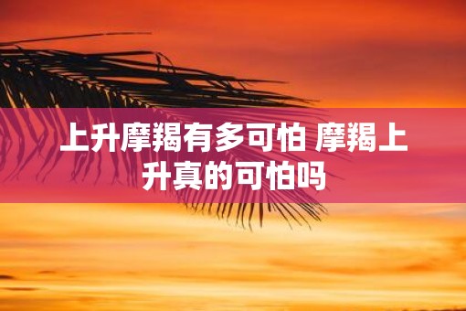 上升摩羯有多可怕 摩羯上升真的可怕吗