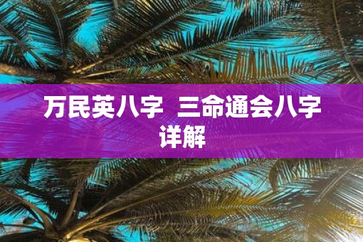 万民英八字  三命通会八字详解