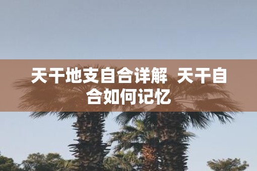 天干地支自合详解  天干自合如何记忆