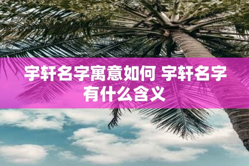 宇轩名字寓意如何 宇轩名字有什么含义