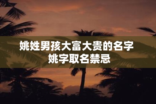 姚姓男孩大富大贵的名字  姚字取名禁忌