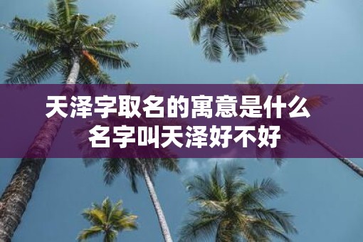 天泽字取名的寓意是什么  名字叫天泽好不好