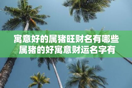 寓意好的属猪旺财名有哪些 属猪的好寓意财运名字有哪些