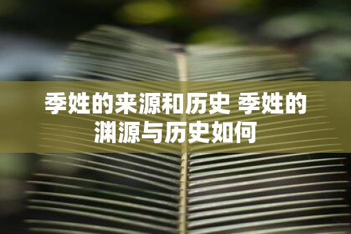 季姓的来源和历史 季姓的渊源与历史如何