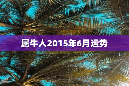 属牛人2015年6月运势