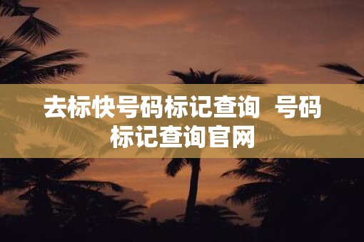 去标快号码标记查询  号码标记查询官网