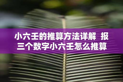小六壬的推算方法详解  报三个数字小六壬怎么推算