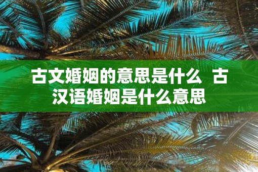 古文婚姻的意思是什么  古汉语婚姻是什么意思