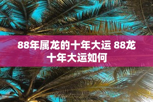 88年属龙的十年大运 88龙十年大运如何