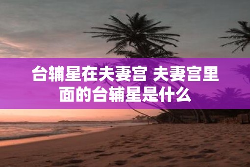 台辅星在夫妻宫 夫妻宫里面的台辅星是什么