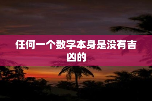 任何一个数字本身是没有吉凶的