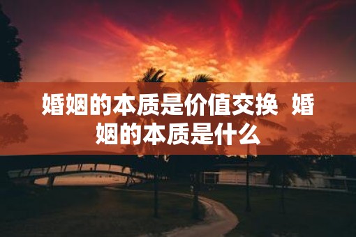 婚姻的本质是价值交换  婚姻的本质是什么