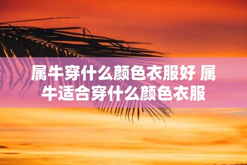 属牛穿什么颜色衣服好 属牛适合穿什么颜色衣服
