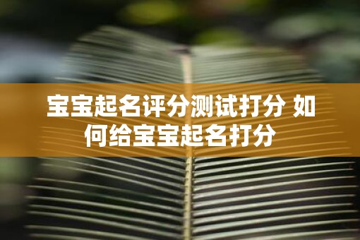 宝宝起名评分测试打分 如何给宝宝起名打分