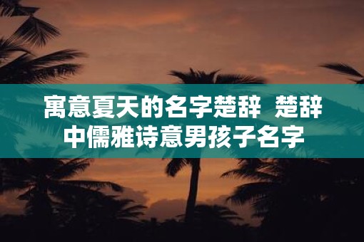 寓意夏天的名字楚辞  楚辞中儒雅诗意男孩子名字