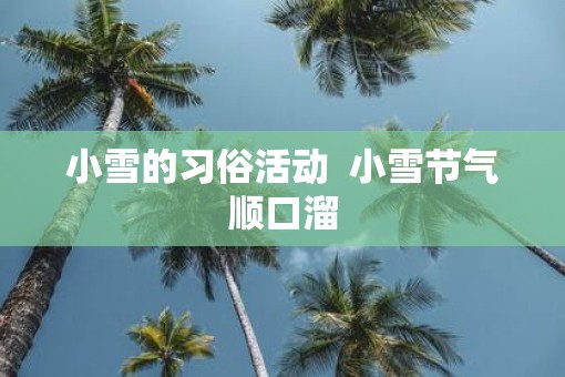 小雪的习俗活动  小雪节气顺口溜