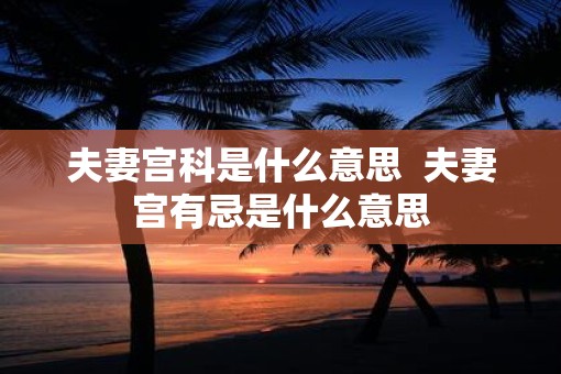夫妻宫科是什么意思  夫妻宫有忌是什么意思