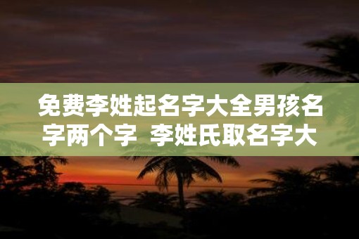 免费李姓起名字大全男孩名字两个字  李姓氏取名字大全男孩