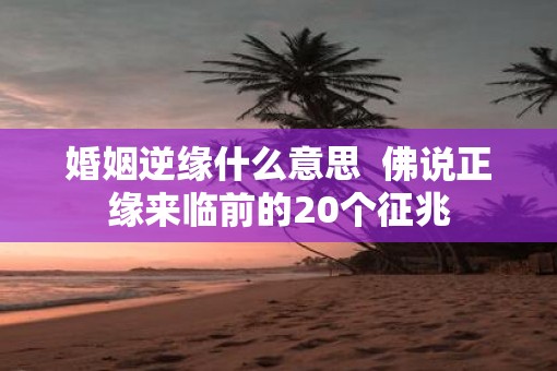 婚姻逆缘什么意思  佛说正缘来临前的20个征兆