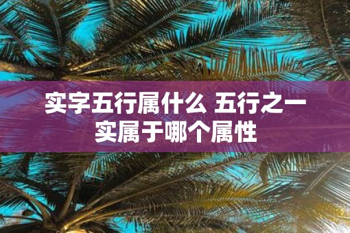 实字五行属什么 五行之一实属于哪个属性