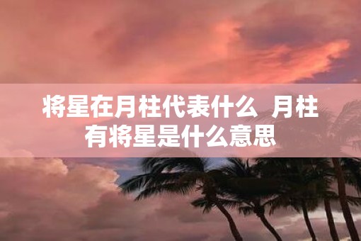 将星在月柱代表什么  月柱有将星是什么意思