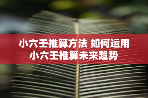 小六壬推算方法 如何运用小六壬推算未来趋势
