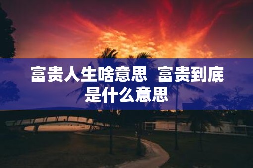 富贵人生啥意思  富贵到底是什么意思