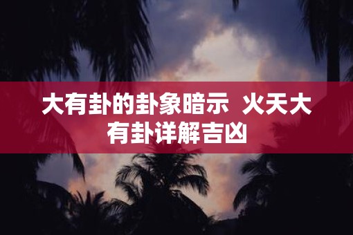 大有卦的卦象暗示  火天大有卦详解吉凶