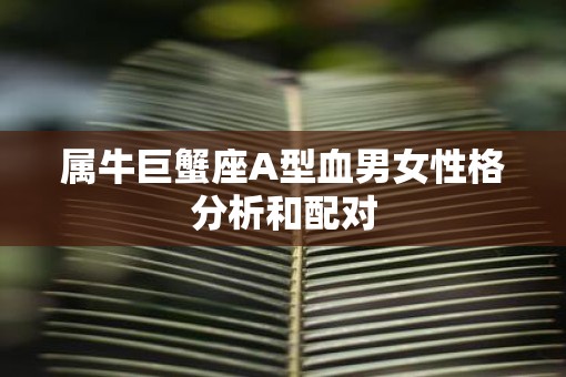 属牛巨蟹座A型血男女性格分析和配对
